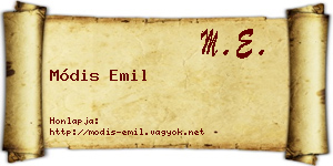 Módis Emil névjegykártya